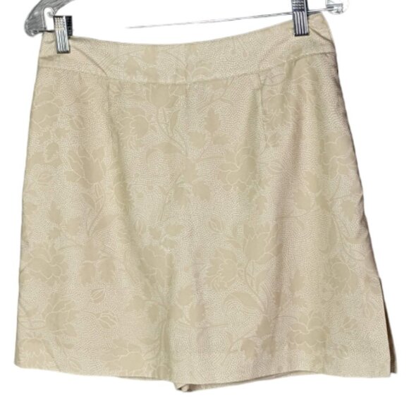 IZOD Floral and Dot Pattern Dressy Polyester Skort Beige and White Size 8 - Picture 10 of 10